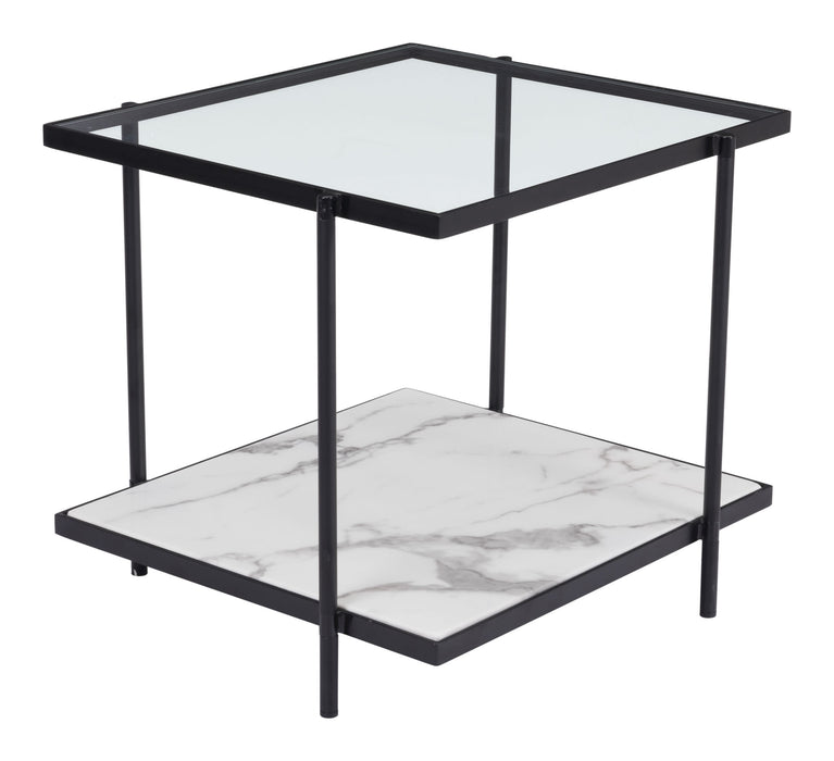 Winslett End Table Clear White & Matte Black