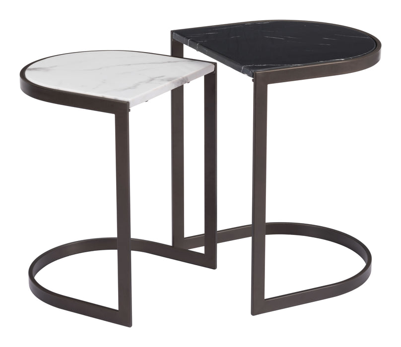 Stanton Nesting End Table Black & Antique Brass
