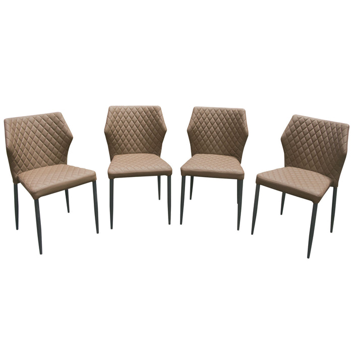 Milo 4-Pack Dining Chairs in Coffee Diamond Tufted Leatherette with Black Powder Coat Legs by Diamond Sofa