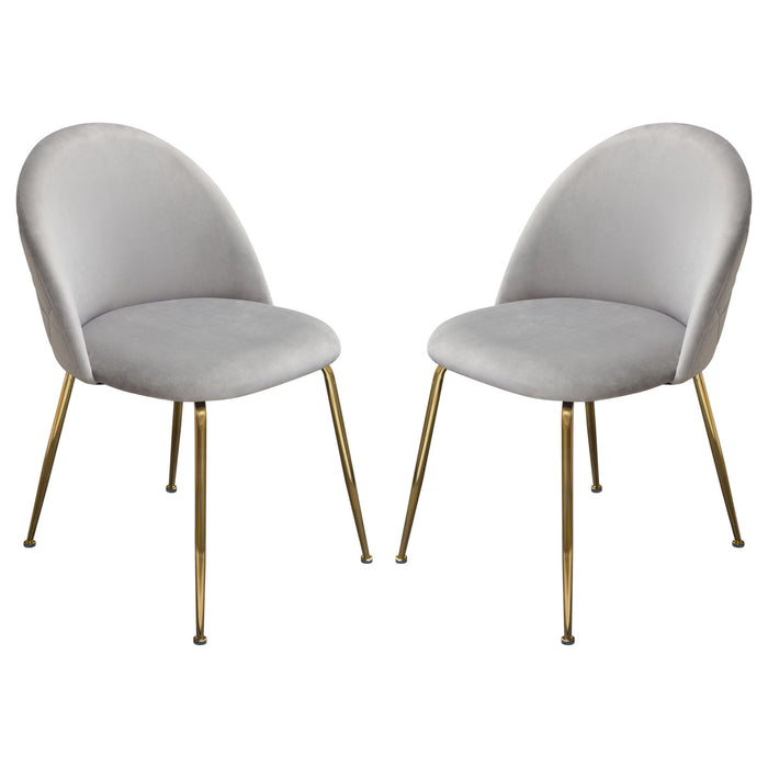 Lilly Set of (2) Dining Chairs in Grey Velvet w/ Brushed Gold Metal Legs by Diamond Sofa