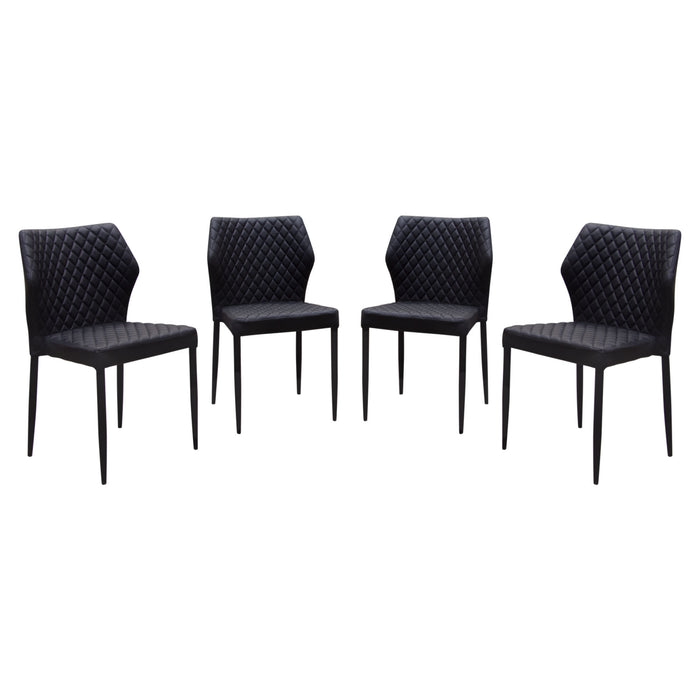 Milo 4-Pack Dining Chairs in Black Diamond Tufted Leatherette with Black Powder Coat Legs by Diamond Sofa