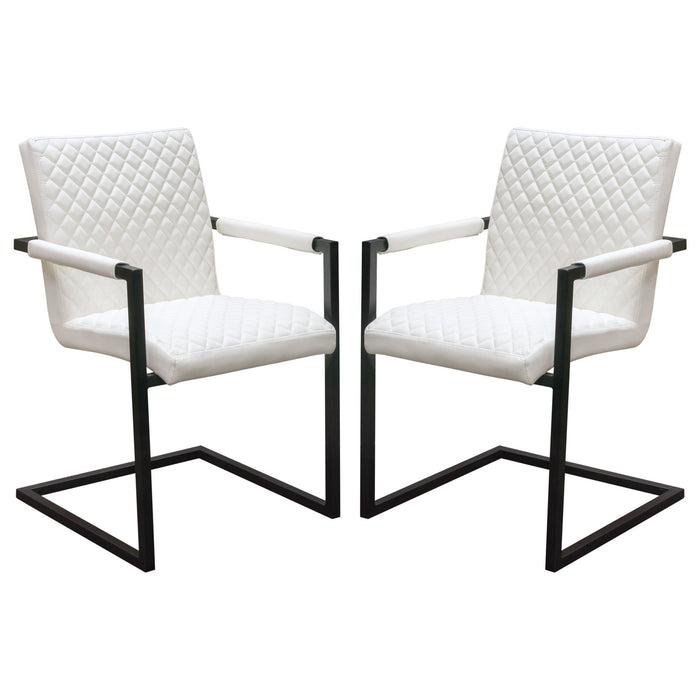 Nolan 2-Pack Dining Chairs in White Diamond Tufted Leatherette on Charcoal Powder Coat Frame by Diamond Sofa