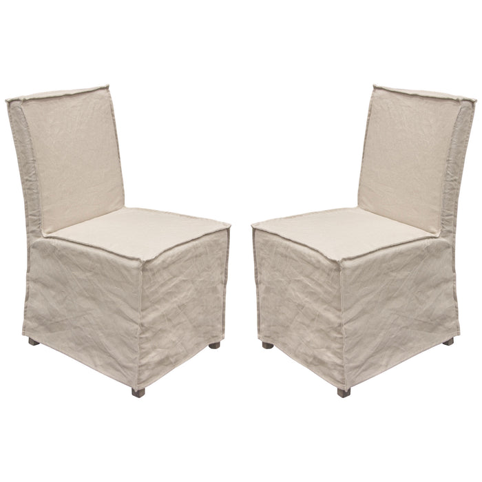 Sonoma 2-Pack Dining Chairs with Wood Legs and Sand Linen Removable Slipcover by Diamond Sofa