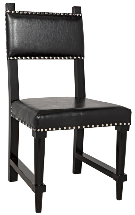 Kerouac Chair with Leather, Distressed Black