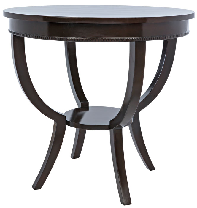 Scheffield Round End Table, Distressed Brown