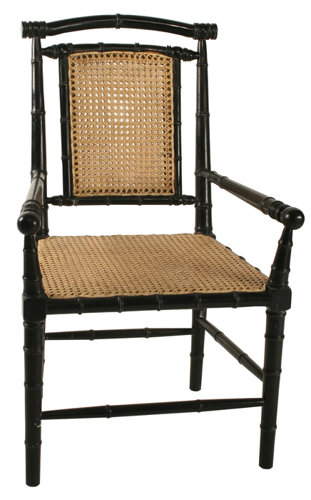 Colonial Bamboo Arm Chair, Hand Rubbed Black