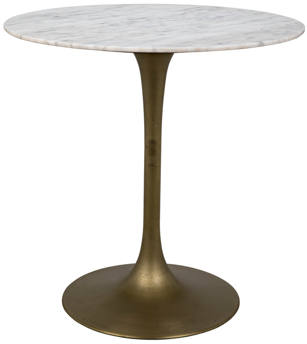 Laredo Bar Table 40", Metal with Brass Finish, White Stone Top