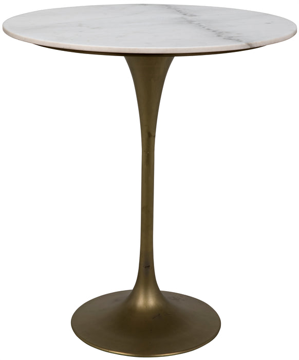 Laredo Bar Table 36", Metal with Brass Finish, White Stone Top