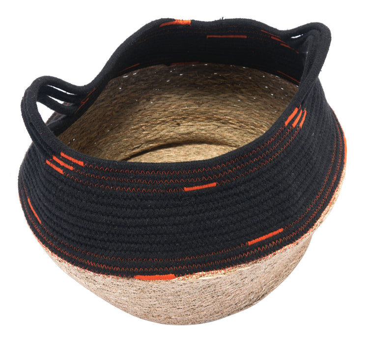 Ife Basket With Handles Black & Beige