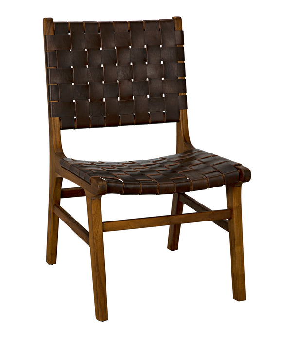 Dede Dining Chair, Teak with Brown Leather