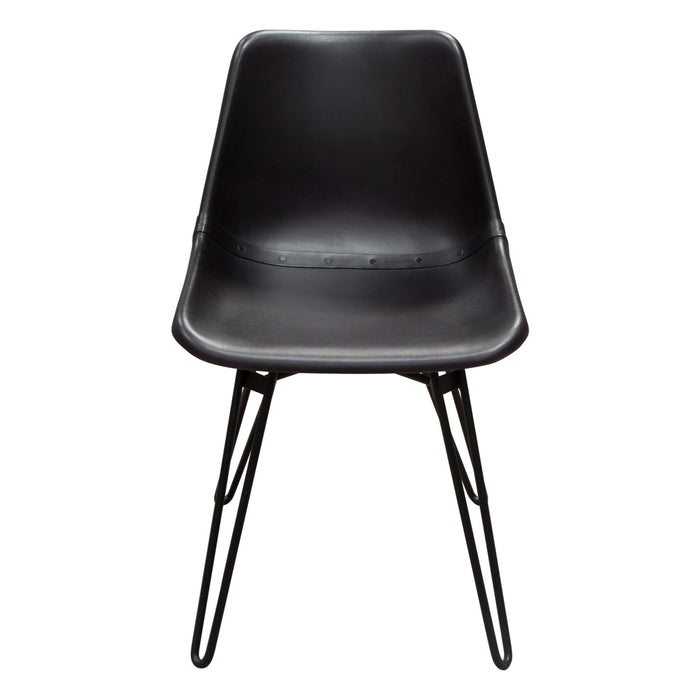 Camden Dining Chair in Genuine Black Leather w/ Black Powder Coat Hairpin Leg by Diamond Sofa