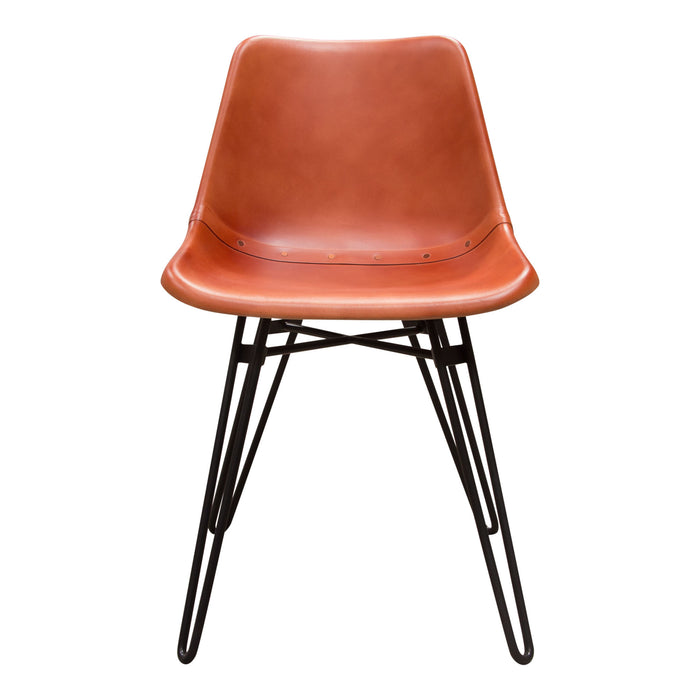 Camden Dining Chair in Genuine Clay Leather w/ Black Powder Coat Hairpin Leg by Diamond Sofa