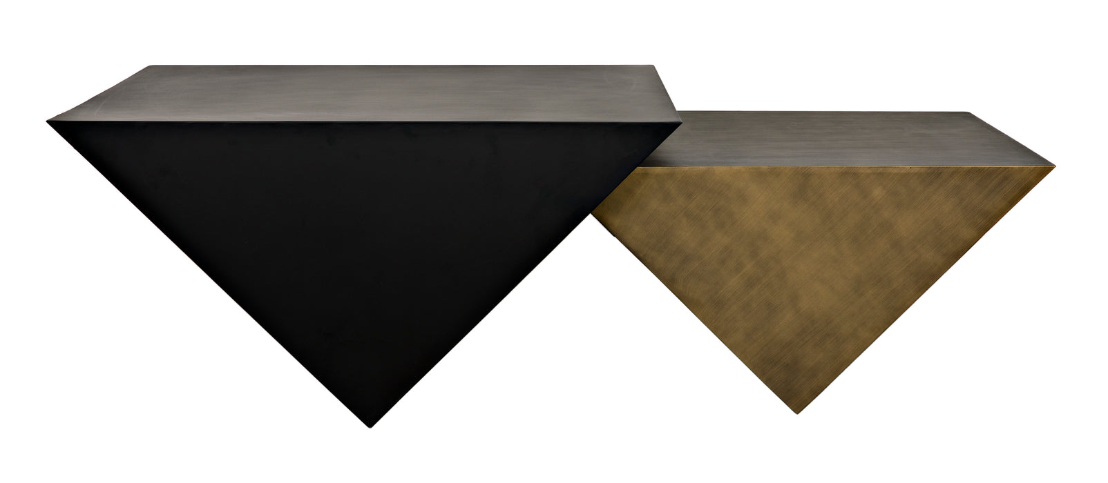 Amboss Coffee Table, Black Metal, Aged Brass Finish