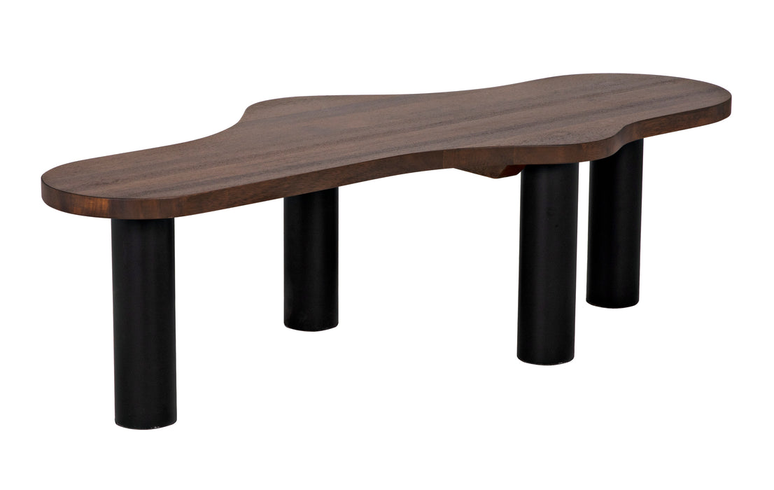 Schulz Coffee Table, Dark Walnut with Black Steel Base