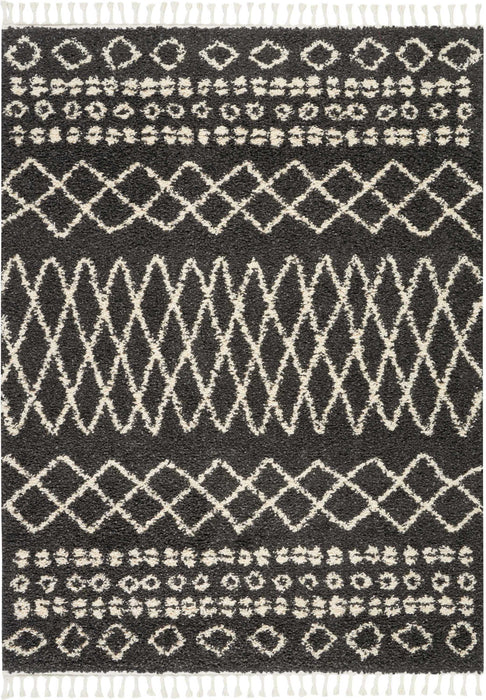 Nourison Moroccan Shag MRS02 Black 5'x8' Plush Area Rug