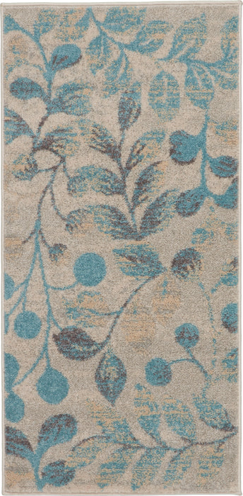 Nourison Tranquil 2'x4' Turquoise and Beige Botanical Small Rug