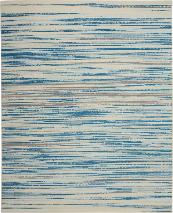Nourison Jubilant JUB04 Teal Blue and White 8'x10' Large Low-pile Rug
