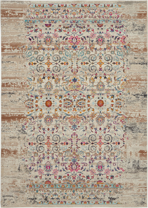 Nourison Vintage Kashan VKA02 Ivory Multicolor 5'x8' Boho Area Rug