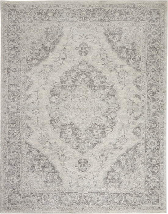 Nourison Tranquil TRA05 Grey and White 9'x12' Oversized Rug