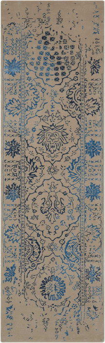 Nourison Symphony SYM14 Blue and Ivory 8' Runner Hallway Rug