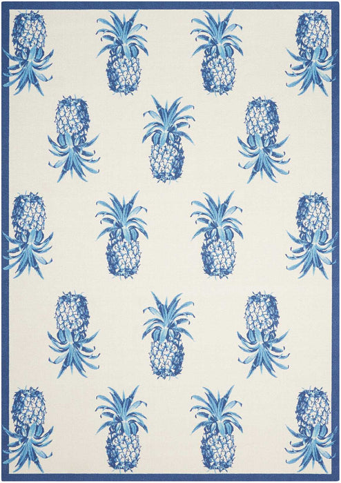 Waverly Sun N Shade SND49 White and Blue 5'x8' Area Rug