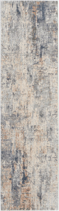 Nourison Rustic Textures RUS01 Grey and Beige 8' Runner Hallway Rug
