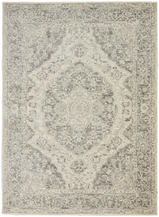 Nourison Tranquil TRA05 Grey and White 6'x9' Vintage Area Rug