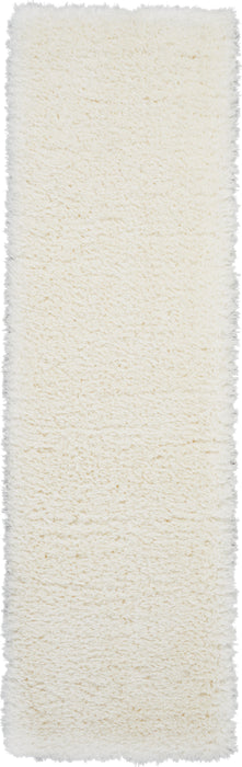 Nourison Luxe Shag LXS01 White 8' Runner Hallway Rug