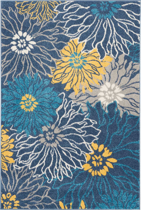 Nourison Passion PSN17 Blue 4'x6' Floral Area Rug