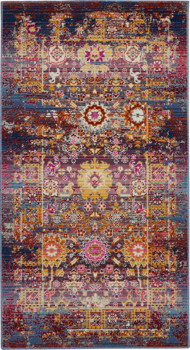 Nourison Vintage Kashan 2' X 4' Burgundy Multicolor Boho Area Rug