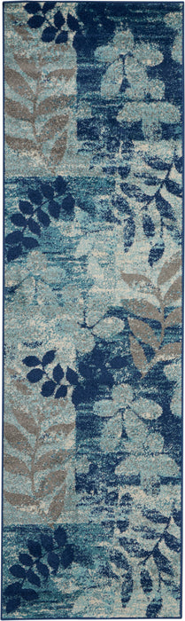 Nourison Tranquil TRA01 Navy Blue 7' Runner Hallway Rug