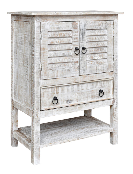 Bengal Manor Mango Wood 2 Door 1 Drawer White Wash Accent Chest