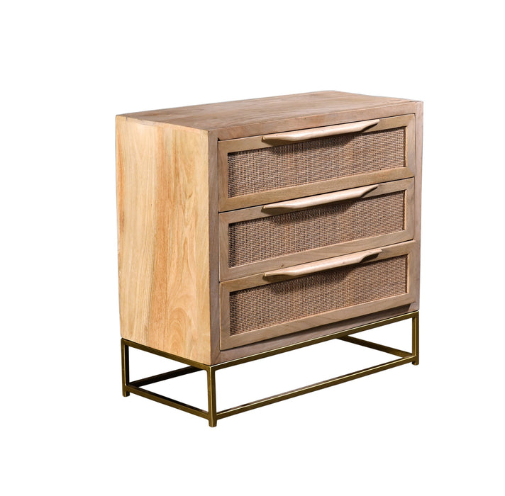 Bengal Manor Light Mango Wood 3 Drawer Natural Cane Chest