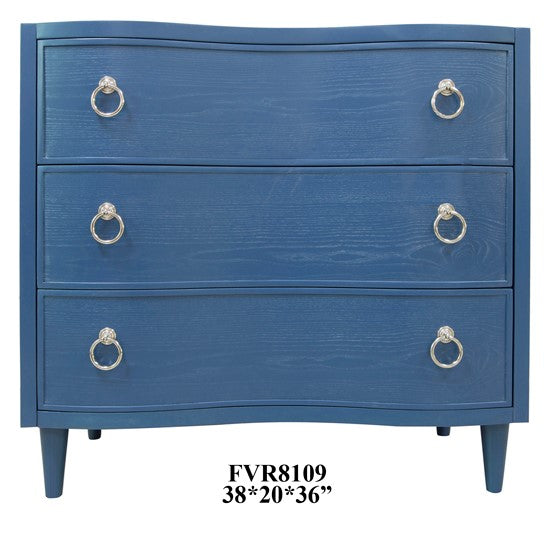 Hawthorne Estate 3 Curved Drawer Postman Blue Oak Chest