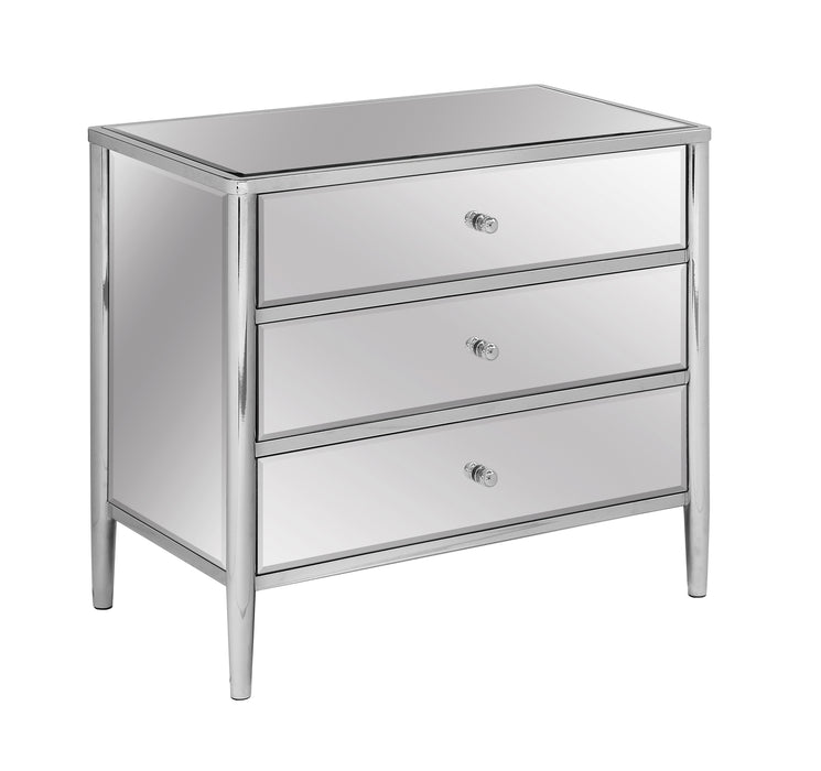 Hollywood Nickel And Mirror 3 Drawer Chest