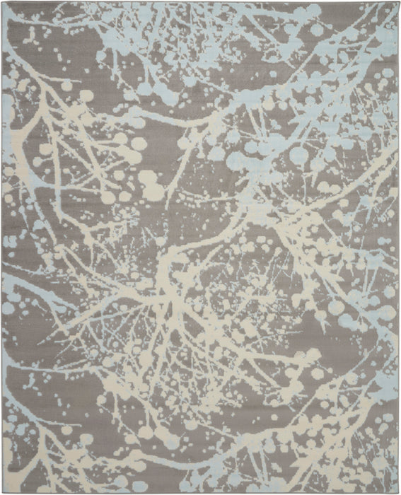 Nourison Jubilant JUB12 Grey and Blue 8'x10' Large Low-pile Rug