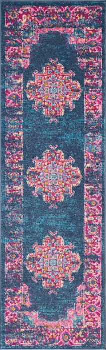 Nourison Passion PSN03 Blue and Pink 6' Runner Hallway Rug