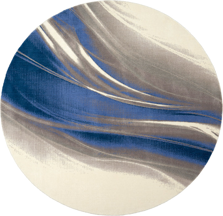 Nourison Twilight TWI28 Ivory and Blue 8' Round Large Rug