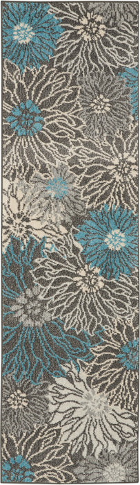 Nourison Passion 8' Runner Charcoal and Blue Area Rug