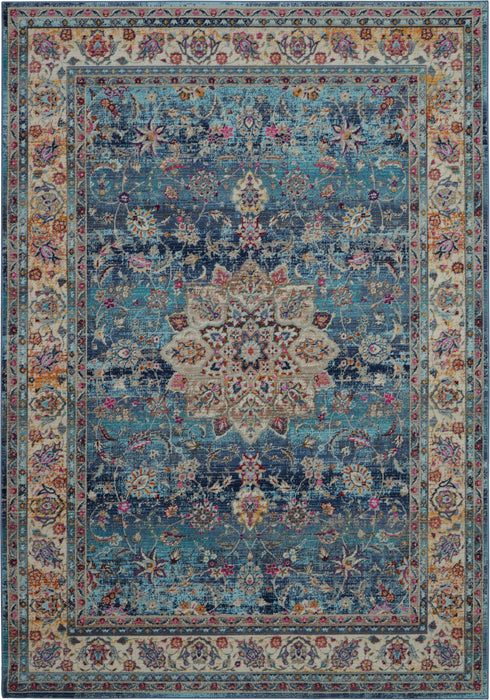 Nourison Vintage Kashan VKA01 Blue Multicolor 4'x6' Oushak Area Rug
