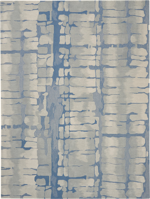 Nourison Symmetry SMM04 Blue and Grey 9'x12' Oversized Textured Rug