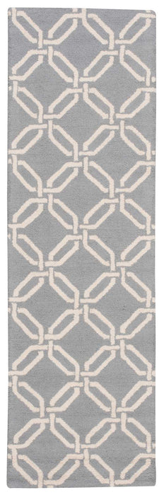 Nourison Linear LIN08 Blue and White 8' Runner Hallway Rug
