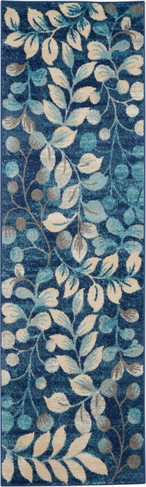 Nourison Tranquil TRA03 Navy Blue 7' Runner Hallway Rug