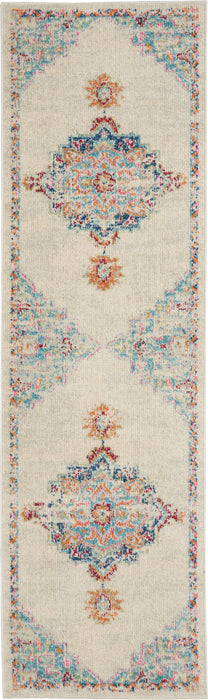 Nourison Passion 8' Runner Grey, Ivory, Multicolored Bohemian Area Rug