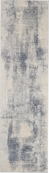 Nourison Rustic Textures RUS02 Slate Blue and Ivory 8' Runner Textured Hallway Rug