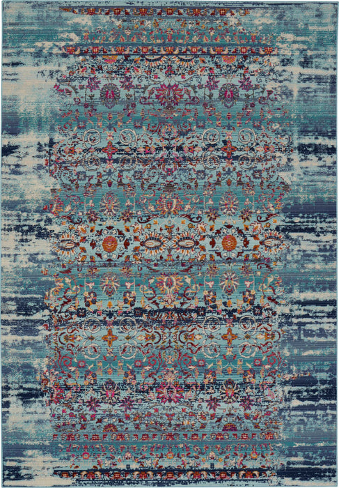 Nourison Vintage Kashan VKA02 Blue Multicolor 4'x6' Boho Area Rug