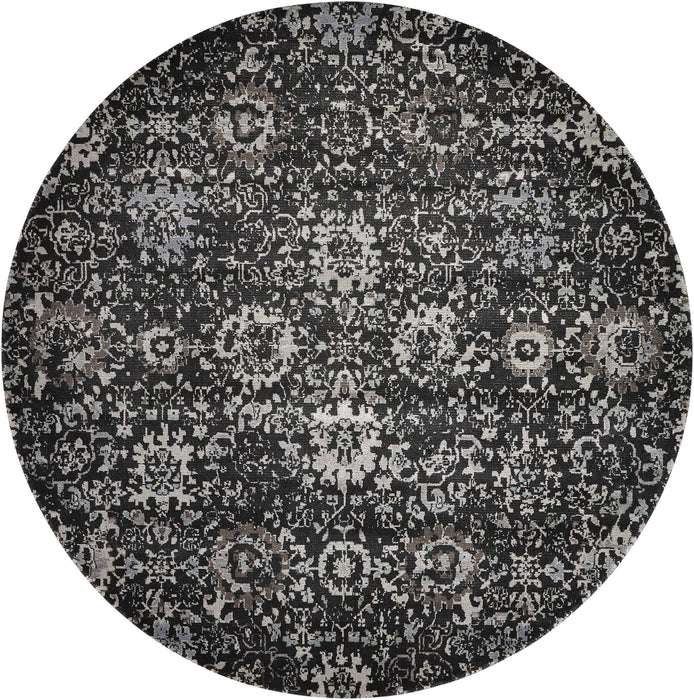 Nourison Twilight TWI13 Black and Grey 8' Round Large Rug