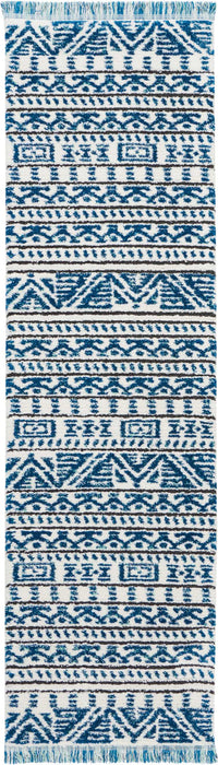 Nourison Kamala DS503 Blue and White 8' Runner Hallway Rug