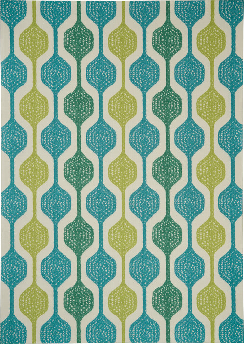 Waverly Sun N Shade SND70 Blue and Green 8'x11' Oversized Indoor-outdoor Rug