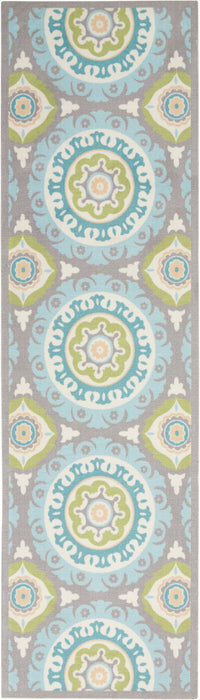 Waverly Sun N Shade SND16 Green 8' Runner Hallway Rug